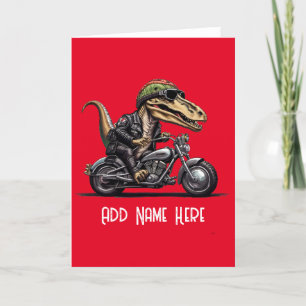 Personalised Dinosaur Biker Card