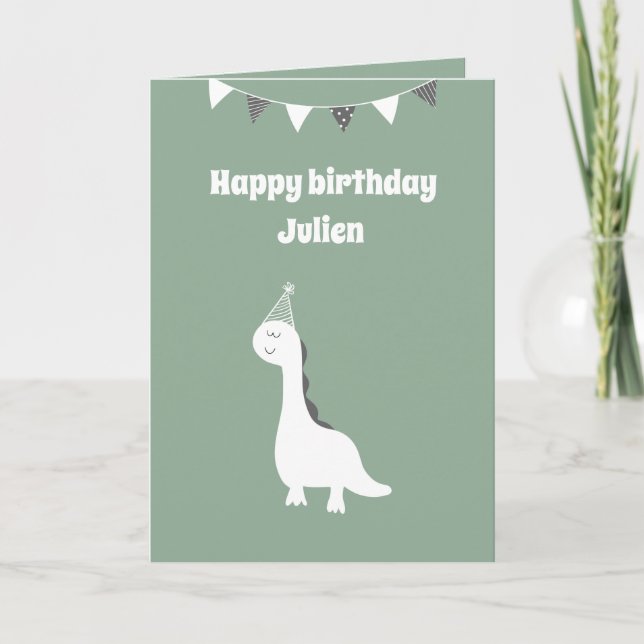 Personalised dinosaur birthday card (Front)