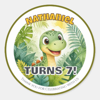 Personalised Dinosaur Birthday Classic Round Sticker