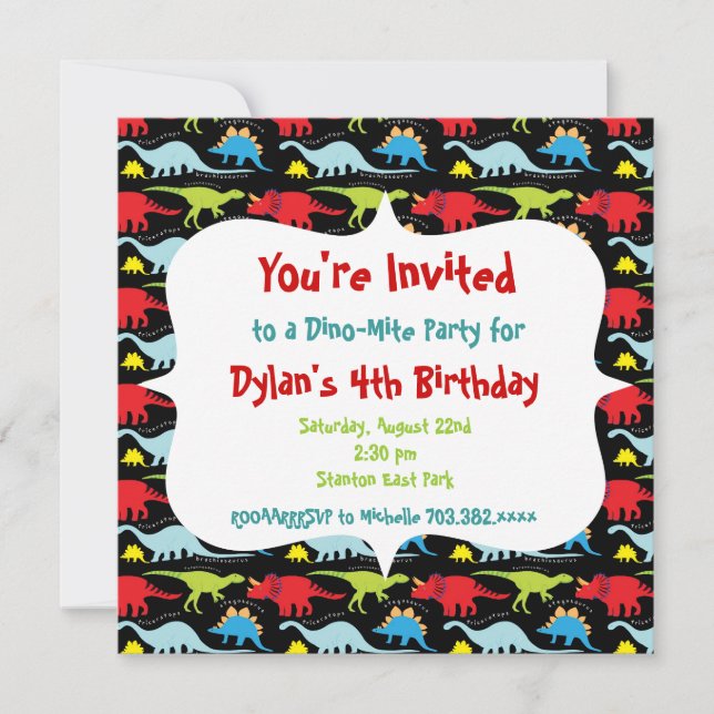 Personalised Dinosaur Birthday Party Invitations (Front)