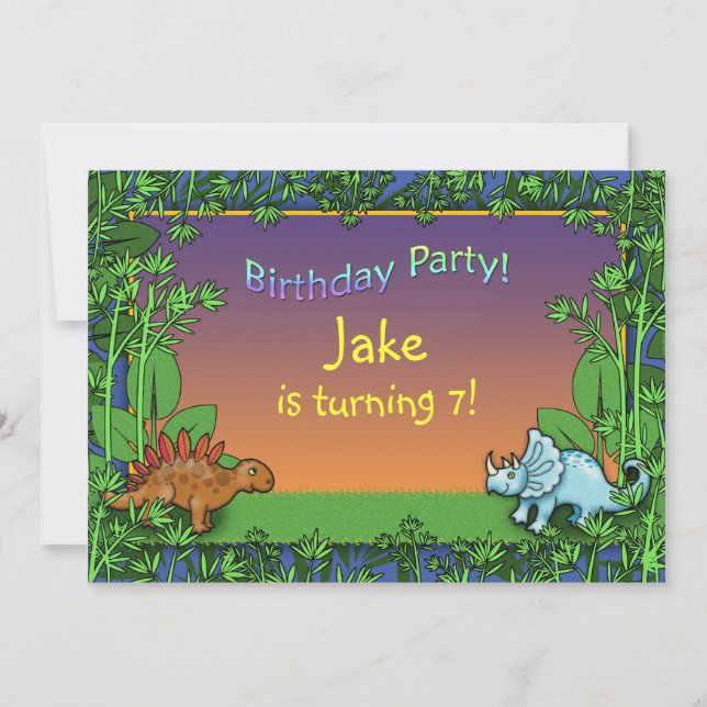 Personalised Dinosaur Birthday party Invitations (Front)