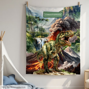 Personalised Dinosaur Blanket Boy Birthday T-Rex