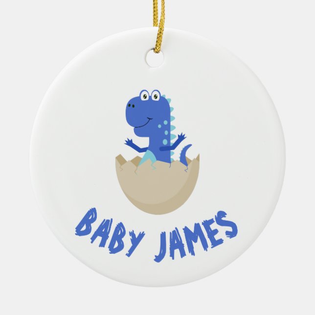 Personalised Dinosaur Ceramic Ornament (Front)