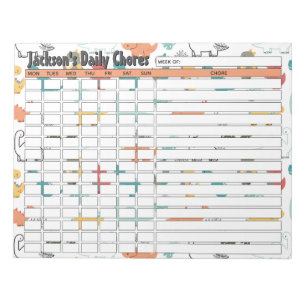 Personalised Dinosaur Daily Chores Chart Notepad