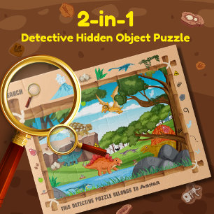 Personalised Dinosaur Detective Object Hunt Kids Jigsaw Puzzle