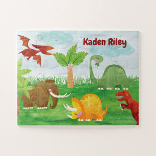 Personalised Dinosaur Jurassic T Rex Brontosaurus Jigsaw Puzzle