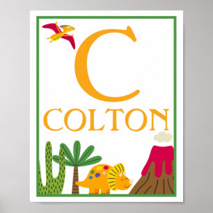 Personalised Dinosaur Kids' Art Print Set