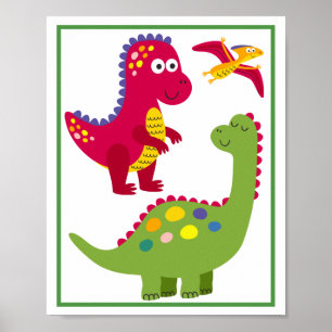 Personalised Dinosaur Kids' Art Print Set