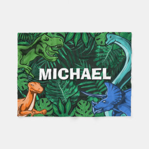 Personalised Dinosaur Kids Dino Jurassic Trex Boy Fleece Blanket