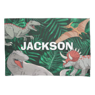 Personalised Dinosaur Kids Dino Jurassic Trex Boy Pillowcase