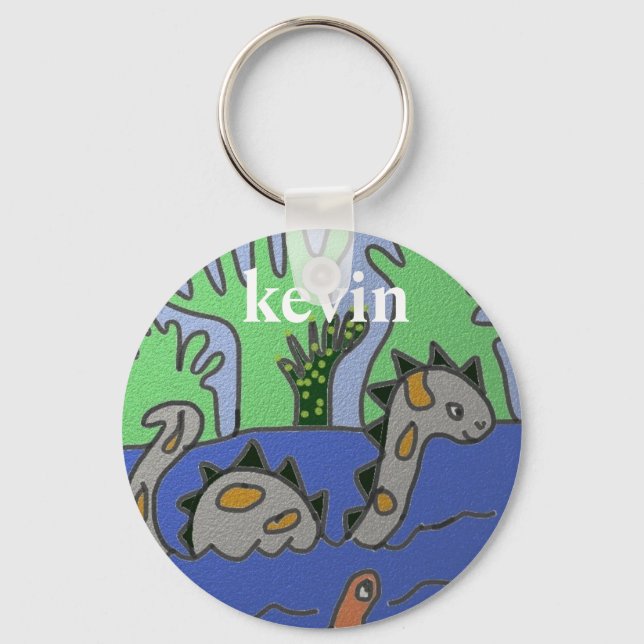 Personalised Dinosaur kids Key Ring (Front)