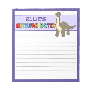 Personalised Dinosaur Mitzvah Notepad - Purple