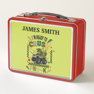   Personalised Dinosaur Monster Truck Metal Lunch Box