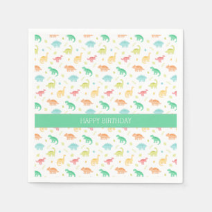 Personalised Dinosaur Paper Plate – Green Blue  Napkin