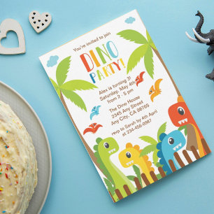 Personalised Dinosaur Party Card for Kids Birthday