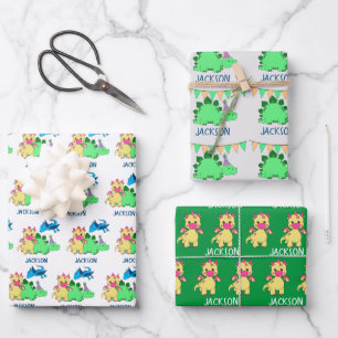 Personalised Dinosaur Party Wrapping Paper Sheet