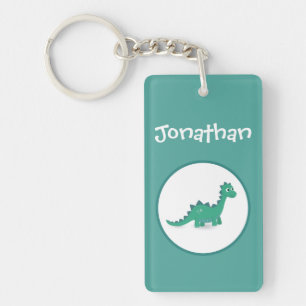 Personalised dinosaur rectangular name keychain