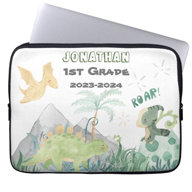 Personalised Dinosaur School Computer Laptop Sleeve (Front)