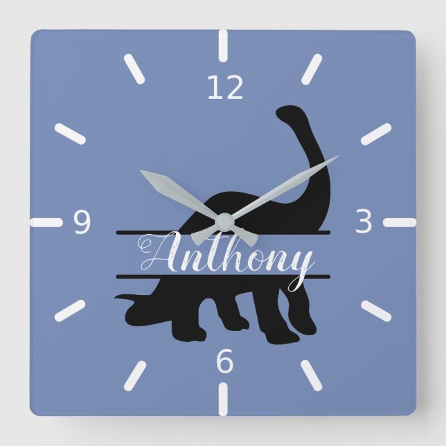Personalised Dinosaur Square Wall Clock (Front)