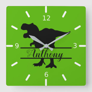 Personalised Dinosaur Square Wall Clock