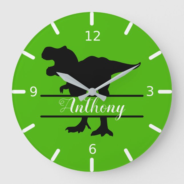 Personalised Dinosaur Square Wall Clock (Front)