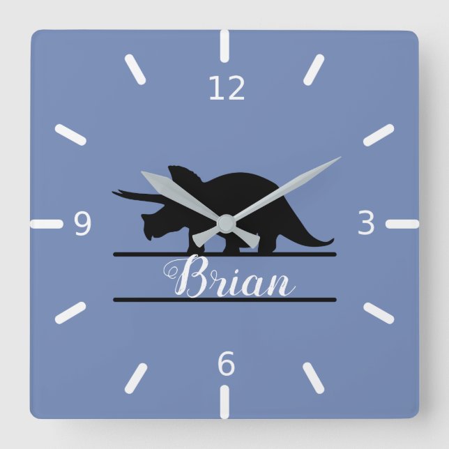 Personalised Dinosaur Square Wall Clock (Front)