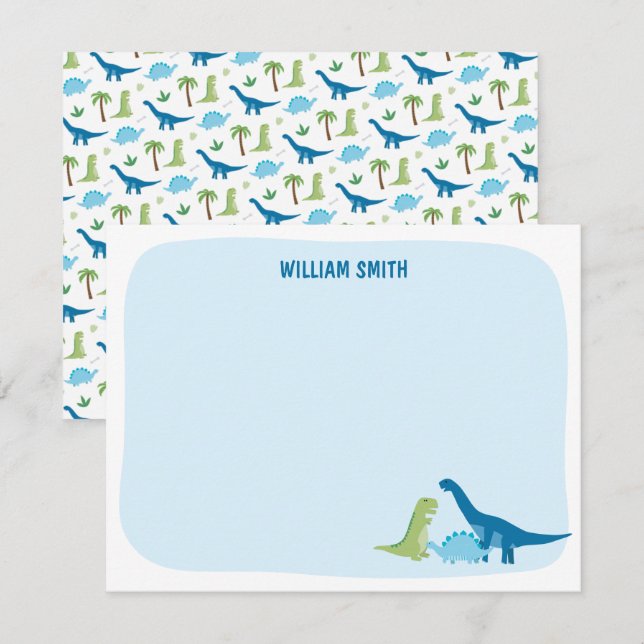 Personalised Dinosaur Thank You Card (Front/Back)
