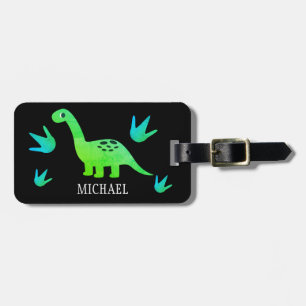 Personalised dinosaur travel luggage tag