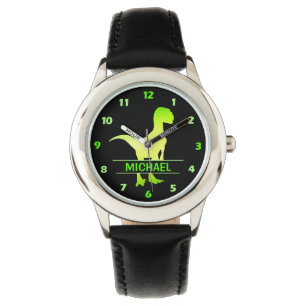 Personalised Dinosaur Velociraptor Green Watch