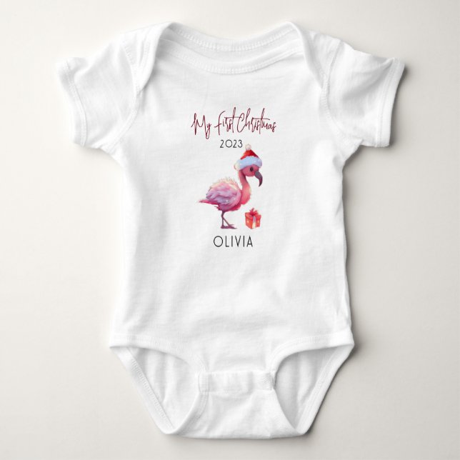 Personalised Dinosaur Xmas Babies First Christmas Baby Bodysuit (Front)
