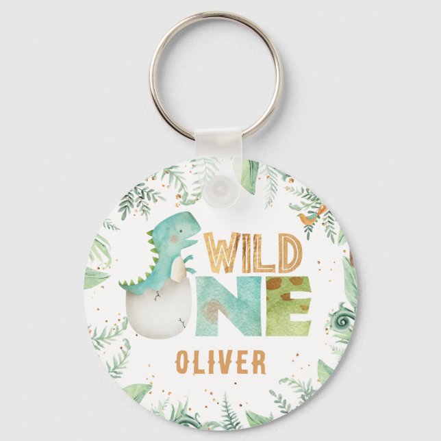 Personalised Dinosaurs Jurasic Wild One Key Ring (Front)
