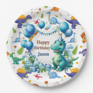 Personalised Dinosaurs  Paper Plate