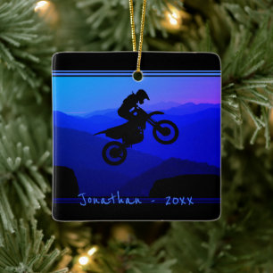 Personalised Dirt Bike Motocross Christmas Ceramic Ornament