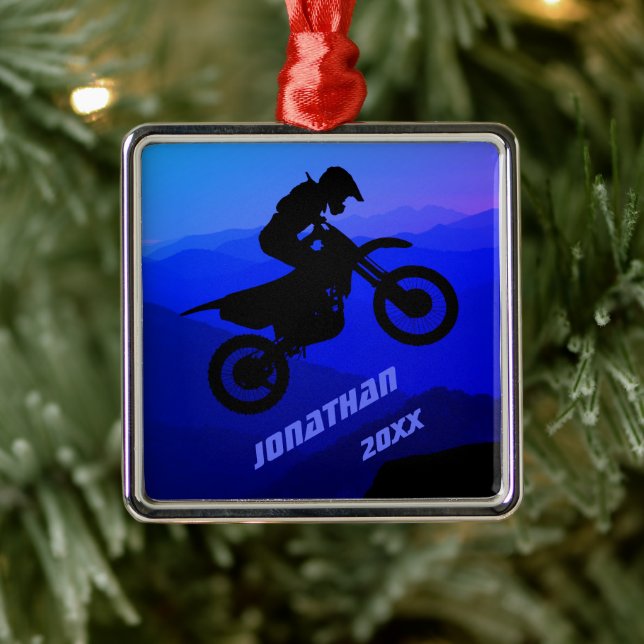 Personalised Dirt Bike Motocross Christmas Metal Ornament (Tree)