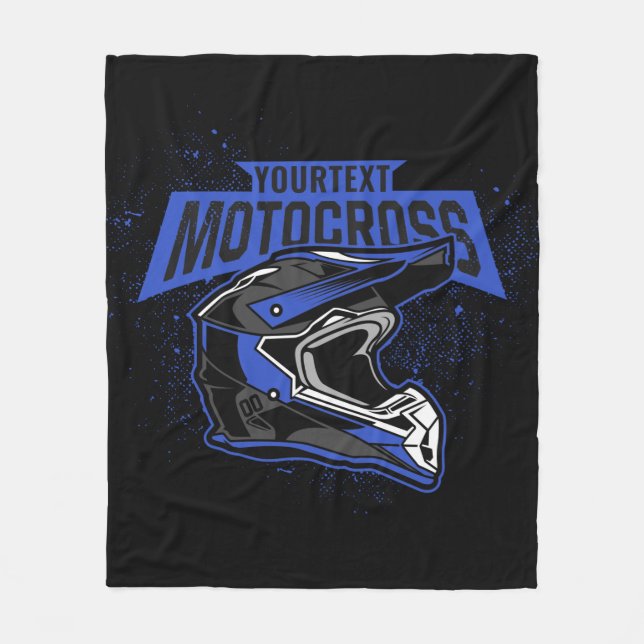 Personalised Dirt Bike Motocross Racing Helmet   Fleece Blanket (Front)