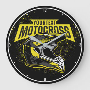 Personalised Dirt Bike Motocross Racing Helmet  Large Clock