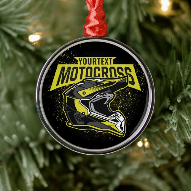 Personalised Dirt Bike Motocross Racing Helmet   Metal Ornament (Tree)
