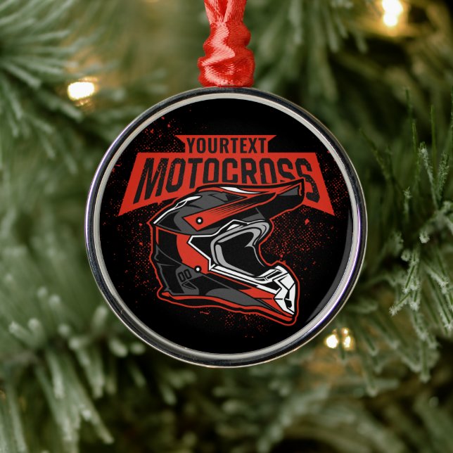 Personalised Dirt Bike Motocross Racing Helmet  Metal Ornament (Tree)