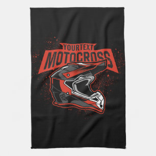 Personalised Dirt Bike Motocross Racing Helmet Tea Towel
