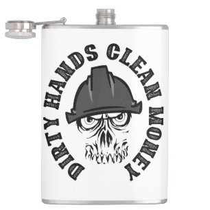 Personalised Dirty Hands Clean Money Hip Flask