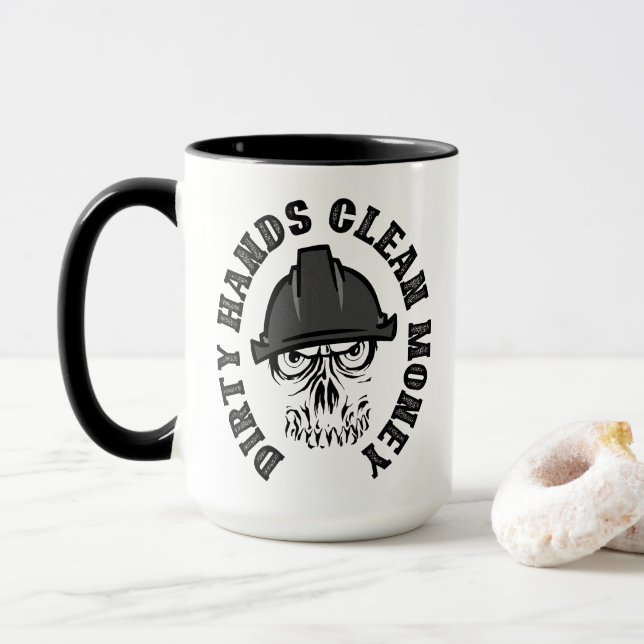 Personalised Dirty Hands Clean Money Mug (With Donut)