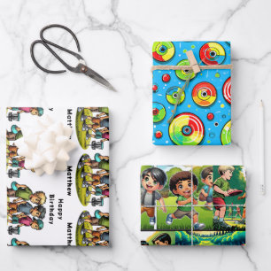 Personalised Disc Golf Boy's Birthday   Wrapping Paper Sheet