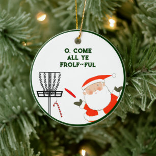 personalised disc golf Christmas Ceramic Ornament