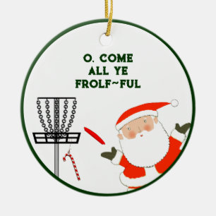 personalised disc golf Christmas Ceramic Ornament