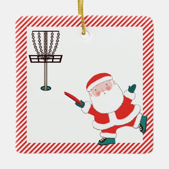 personalised disc golf gift ceramic ornament (Front)