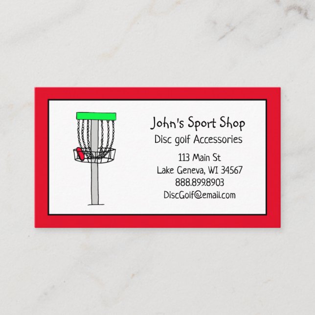 Personalised Disc Golf Shop Business    Card (Front)