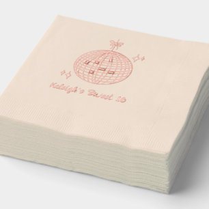 Personalised Disco Ball Sweet 16 Pink Foil Napkins