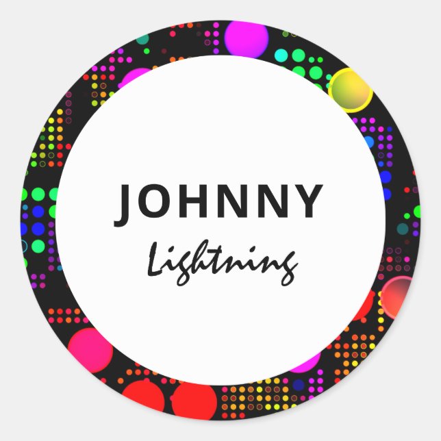Personalised Disco Led Lights Classic Round Sticker (Front)