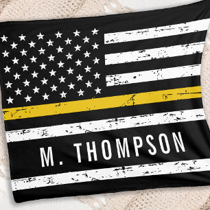 Personalised Dispatcher Flag Thin Gold Line Fleece Blanket