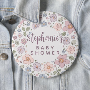 Personalised Ditsy Floral Baby Shower 6" Badge